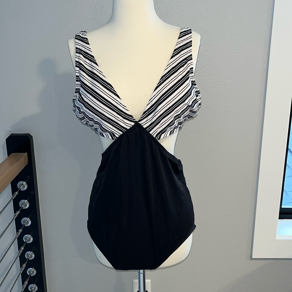 Beach Betty one piece swimsuit with side cutouts and tie back top